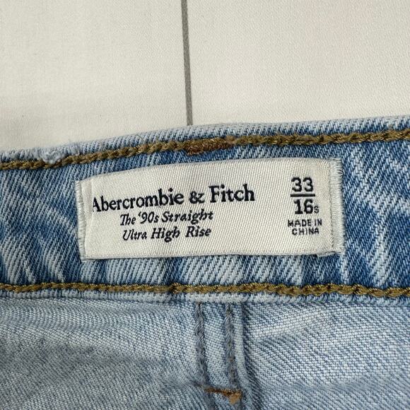 Abercrombie & Fitch Jeans Womens 33 Short Blue 90s Straight Ultra High Rise - Picture 3 of 11
